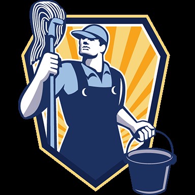 Worker with a Mop and Pail
