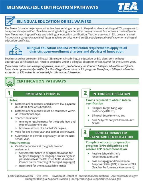 Bilingual/ESL Certification Pathways