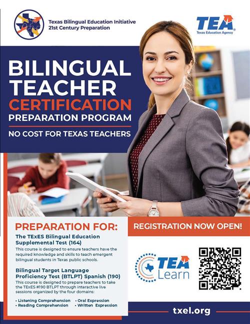 Bilingual Teacher Certification Preparation Program. No cost for Texas Teachers. 