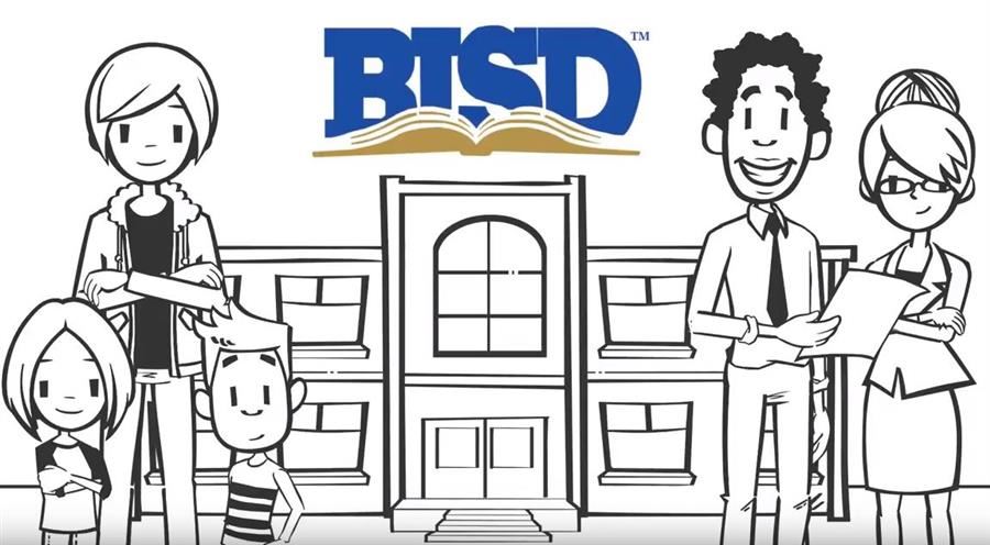 clip art of people in front of building with logo 